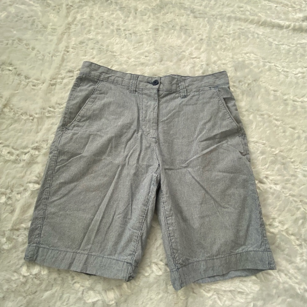 Men’s Sonoma Blue/White Stripe Flat Front Shorts  Sz 32 100% Cotton